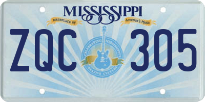 MS license plate ZQC305