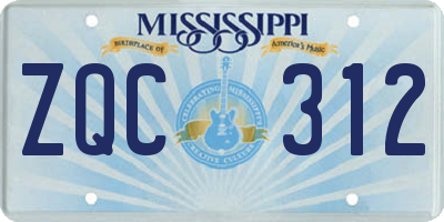 MS license plate ZQC312