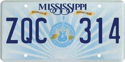 MS license plate ZQC314
