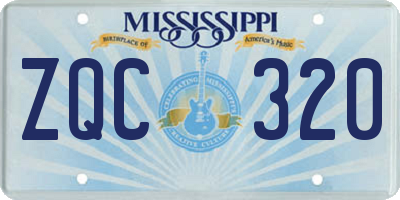 MS license plate ZQC320