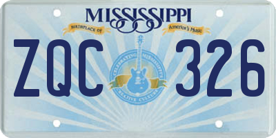 MS license plate ZQC326