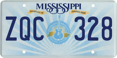 MS license plate ZQC328