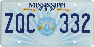 MS license plate ZQC332