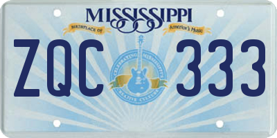 MS license plate ZQC333