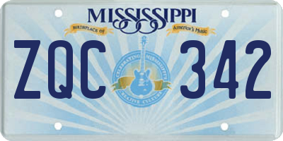 MS license plate ZQC342