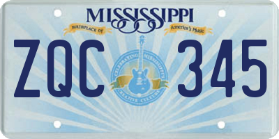 MS license plate ZQC345