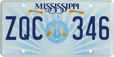 MS license plate ZQC346