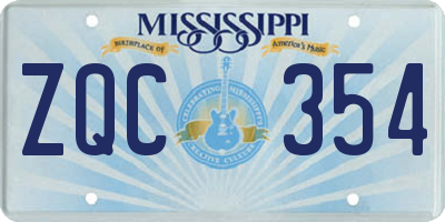 MS license plate ZQC354