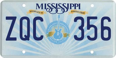 MS license plate ZQC356