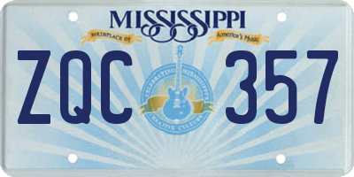 MS license plate ZQC357