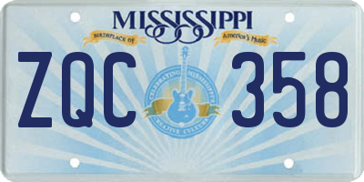 MS license plate ZQC358