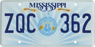 MS license plate ZQC362