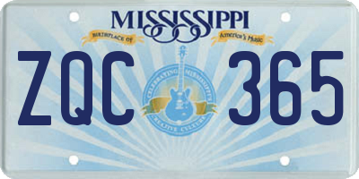 MS license plate ZQC365
