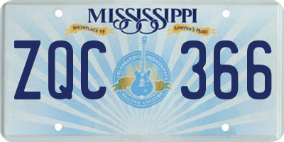 MS license plate ZQC366