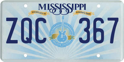 MS license plate ZQC367