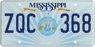 MS license plate ZQC368