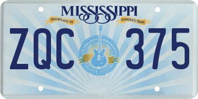 MS license plate ZQC375