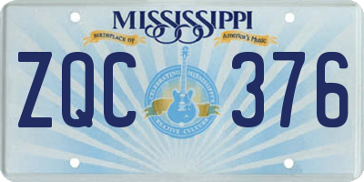 MS license plate ZQC376