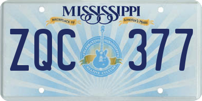 MS license plate ZQC377