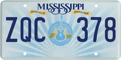 MS license plate ZQC378