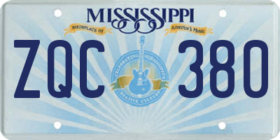 MS license plate ZQC380