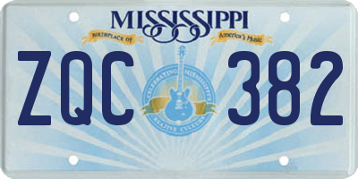 MS license plate ZQC382