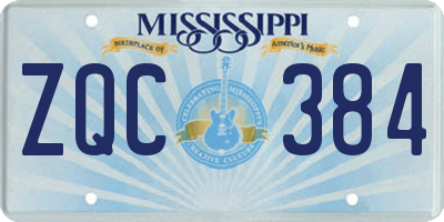 MS license plate ZQC384