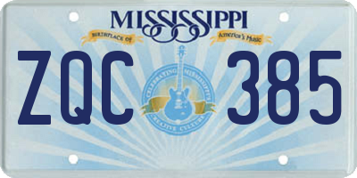 MS license plate ZQC385