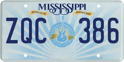 MS license plate ZQC386