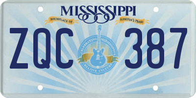 MS license plate ZQC387