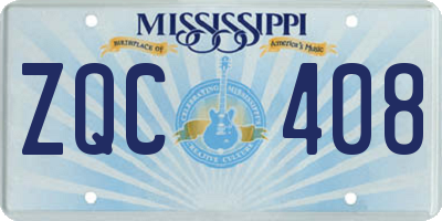 MS license plate ZQC408