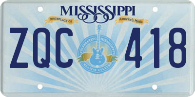 MS license plate ZQC418