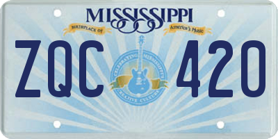 MS license plate ZQC420
