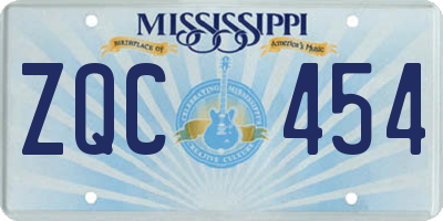MS license plate ZQC454