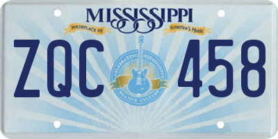 MS license plate ZQC458