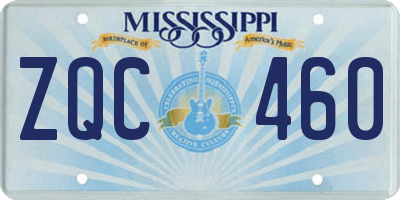 MS license plate ZQC460
