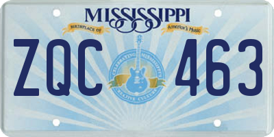 MS license plate ZQC463