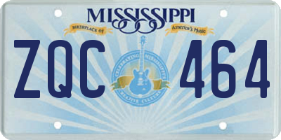 MS license plate ZQC464