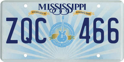 MS license plate ZQC466