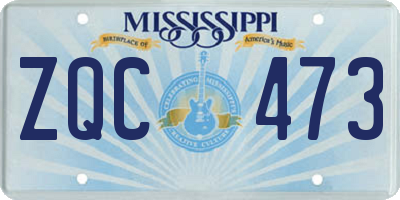 MS license plate ZQC473