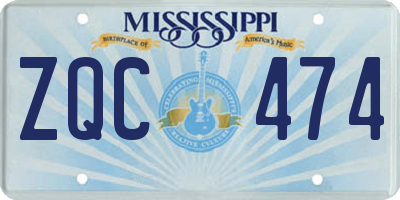 MS license plate ZQC474