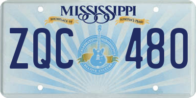MS license plate ZQC480