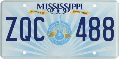 MS license plate ZQC488