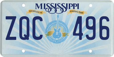 MS license plate ZQC496