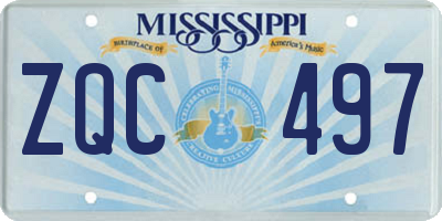 MS license plate ZQC497
