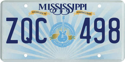 MS license plate ZQC498