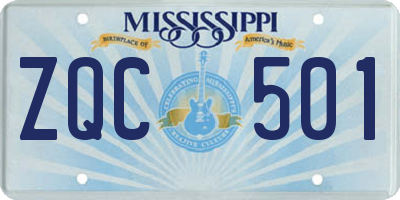 MS license plate ZQC501