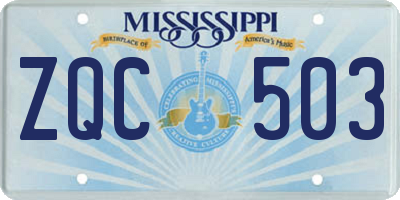 MS license plate ZQC503