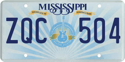 MS license plate ZQC504
