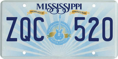 MS license plate ZQC520